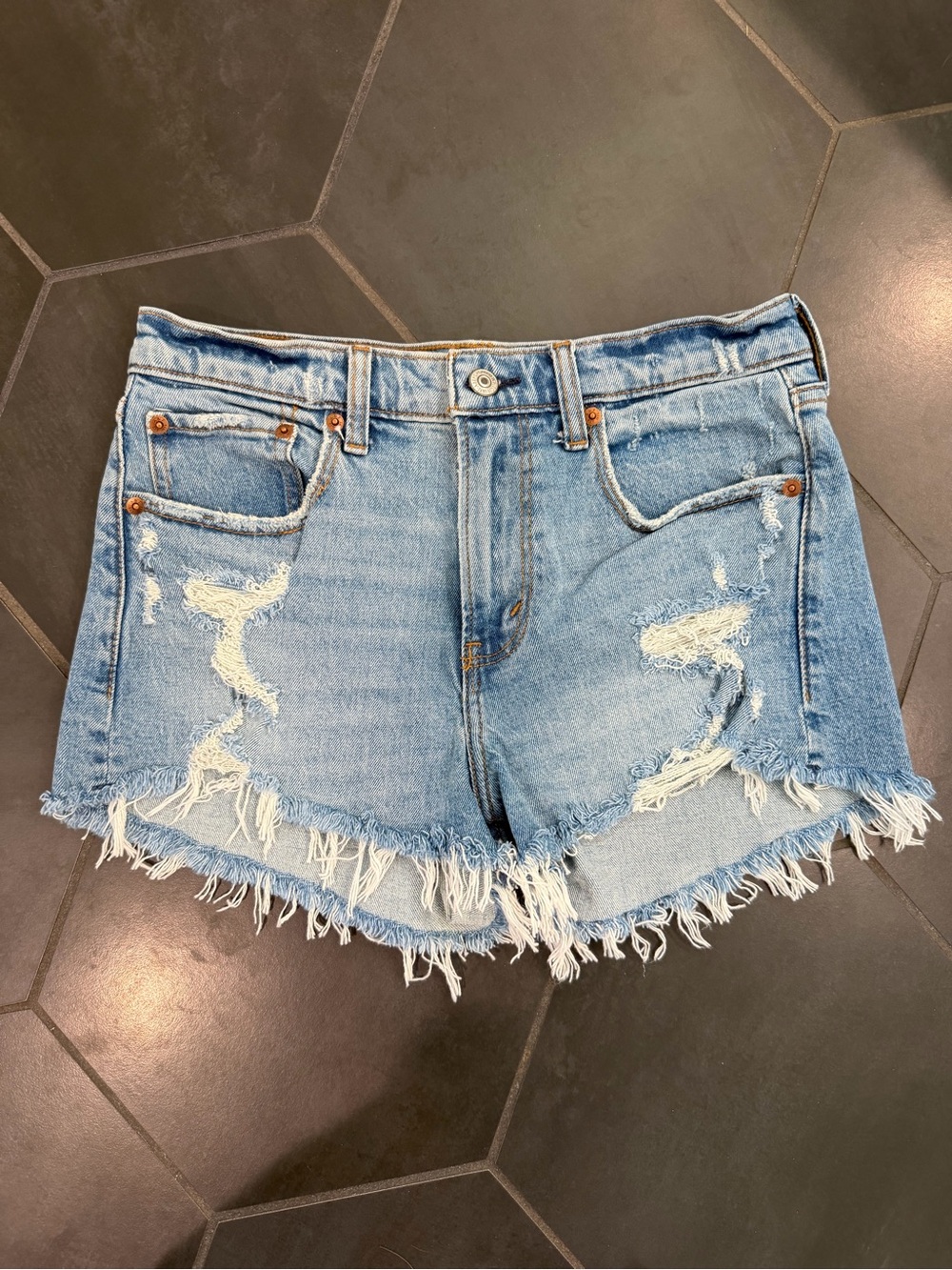 Abercrombie & Fitch Light Blue Distressed Denim Jean Shorts